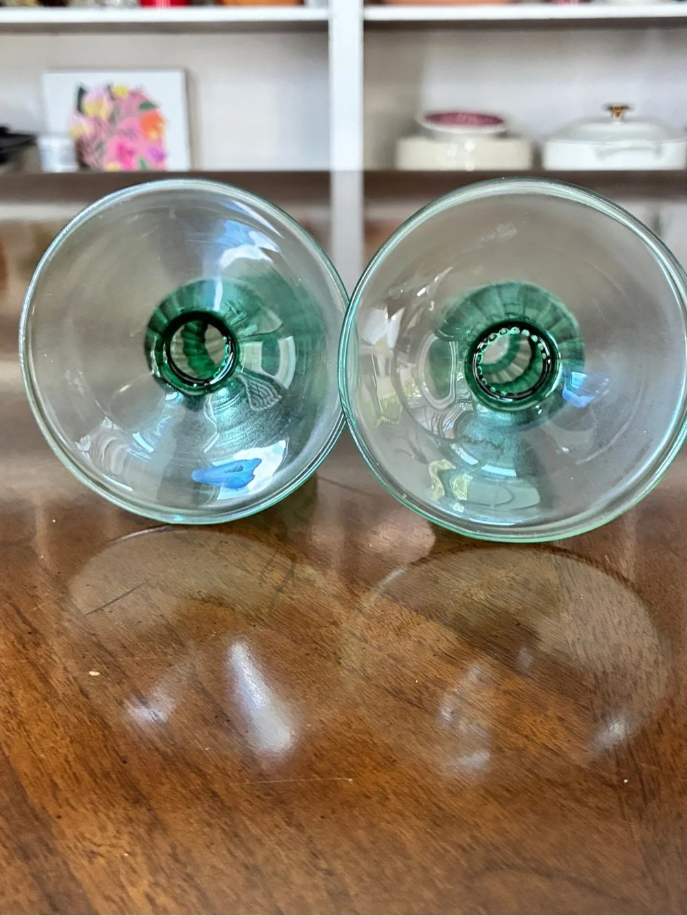 French Handblown Ribbed Glass Candlestick Holders,  Pair of Two